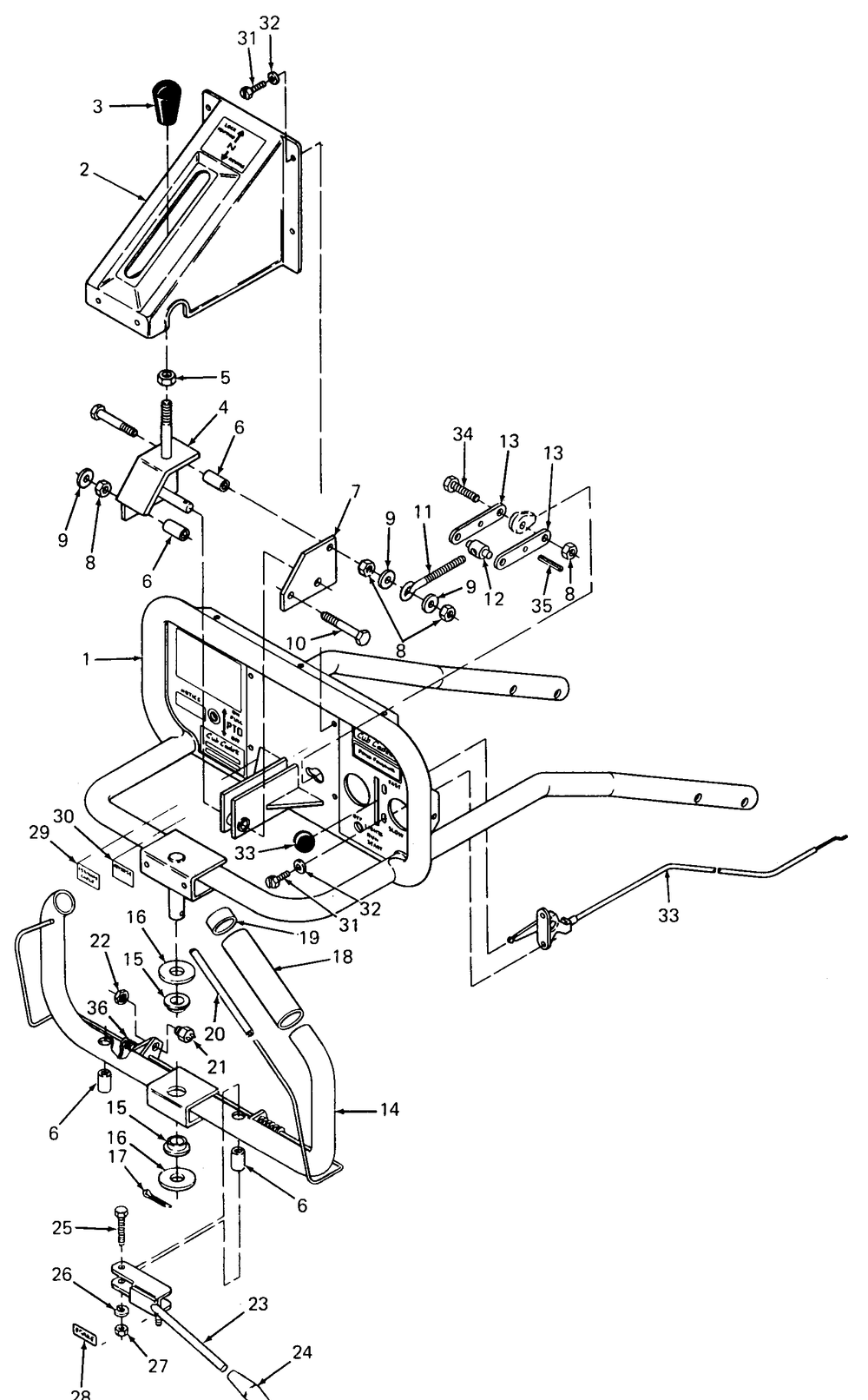 Handlebar And Controls Diagram and Parts List for 085 169110100-GMT Cub Cadet Generator